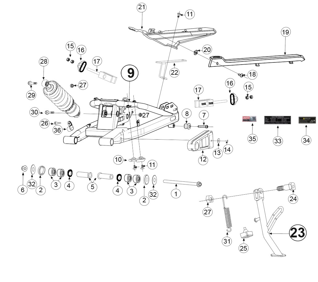 Schéma technique constructeur SUSPENSION-BEQUILLE
